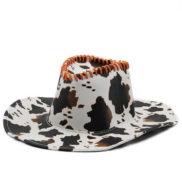 Palarie dama, alba, animal print, din piele ecologica, stil cowboy, Elita - Pursehuit.ro