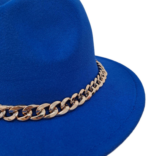 Palarie dama, albastra, cu lant auriu, Malaki - Pursehuit.ro