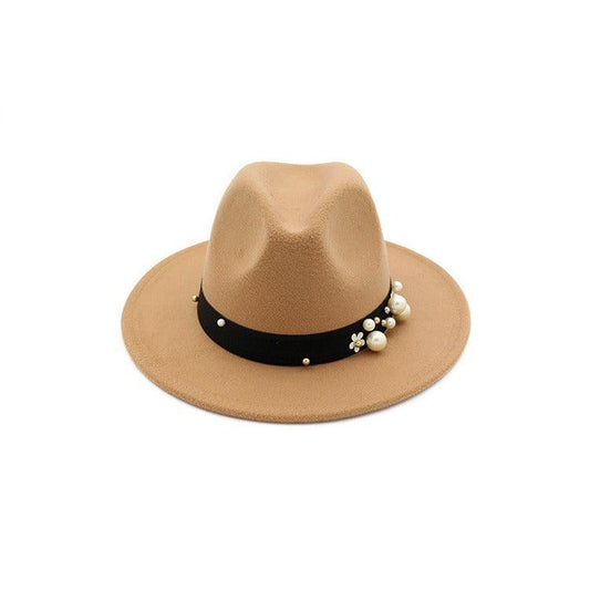 Palarie dama, bej, cu perle, Sebrina - Pursehuit.ro