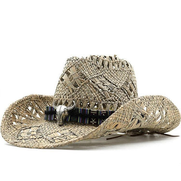 Palarie dama, bej, de vara, din paie, stil cowboy, Angela - Pursehuit.ro