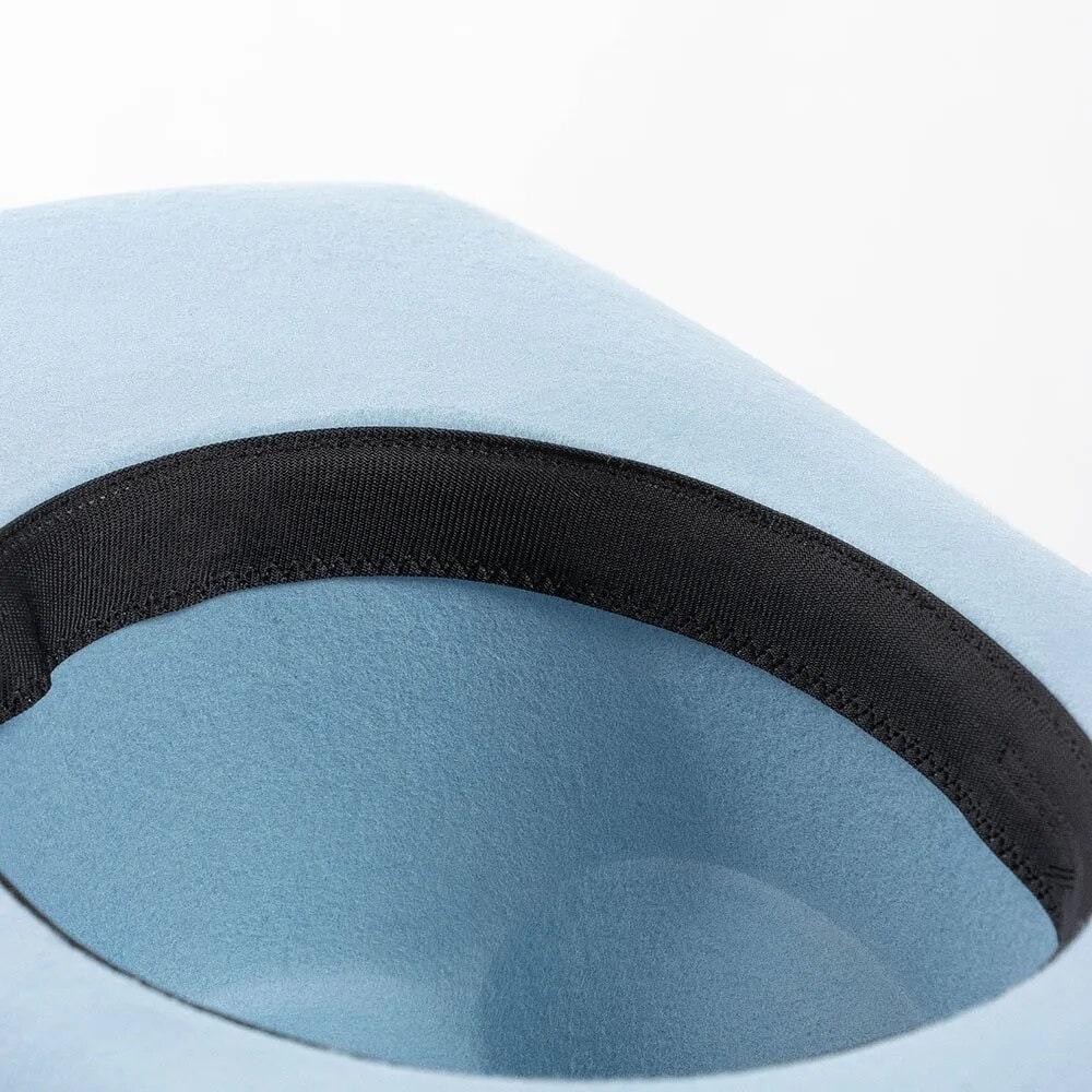 Palarie Fedora, bleu, din lana, stil cowboy, reglabila, Malea - Pursehuit.ro