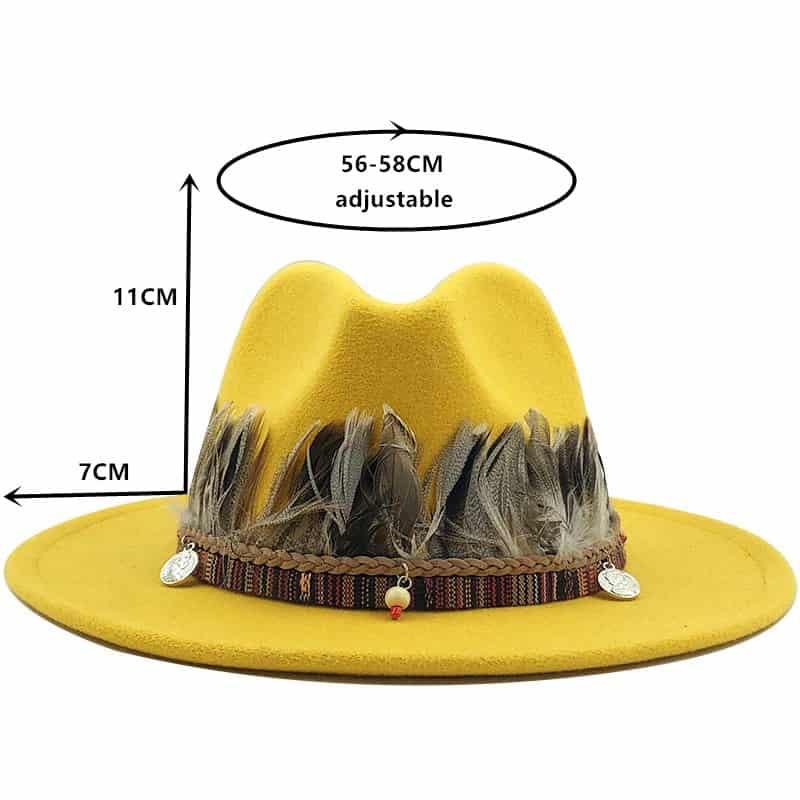 Palarie dama, galbena, cu pene, Imber - Pursehuit.ro