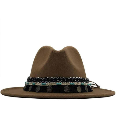 Palarie dama, maron, cu accesoriu cu banuti, Mandy - Pursehuit.ro