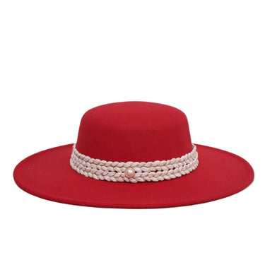 Palarie dama, rosie, stil canotiera, cu bor lat, Miranda - Pursehuit.ro