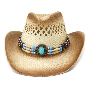 Palarie dama, stil cowboy, bej, din paie, Lavinia - Pursehuit.ro