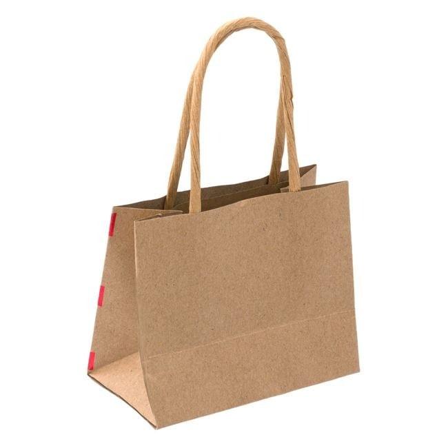 Punga cadou, kraft, cu buline, 8x4.5x7.5cm - Pursehuit.ro