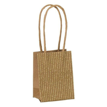 Punga cadou, kraft, cu sclipici, 6x4x8cm - Pursehuit.ro