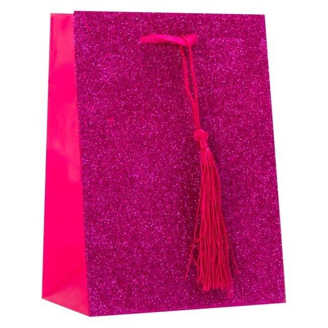 Punga cadou, roz, cu sclipici, 10x14x6cm - Pursehuit.ro