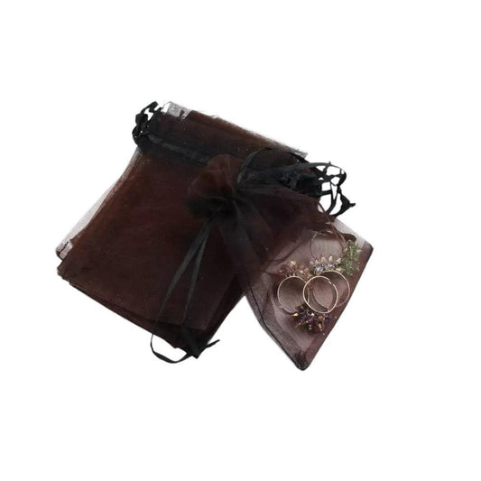 Saculet organza maro inchis aprox. 8.5 cm x 11.5 cm - Pursehuit.ro