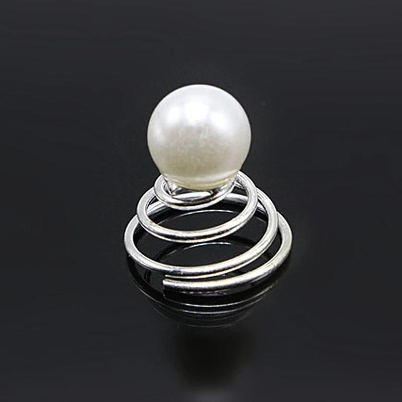 Set 12 accesorii de par, argintii, cu perle, Elita C5 - Pursehuit.ro