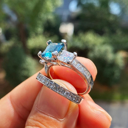 Set 2 Inele argintii, cu pietre din zirconiu, Nilia C22 - Pursehuit.ro