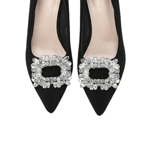 Set 2 brose, argintii, pentru pantofi, cu clips si pietre, Ottella C6 - Pursehuit.ro