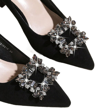 Set 2 brose, argintii, pentru pantofi, cu clips si pietre, Paola C6 - Pursehuit.ro