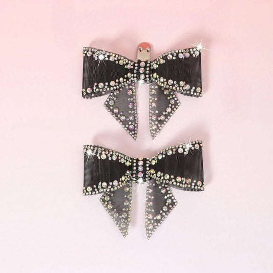 Set 2 brose, negre, pentru pantofi, cu clips si pietre, Ottine C6 - Pursehuit.ro