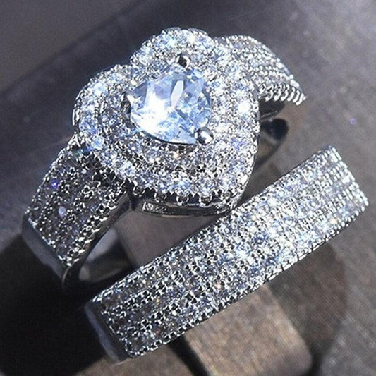 Set 2 inele argintii, cu pietre din zirconiu, Folke C1 - Pursehuit.ro