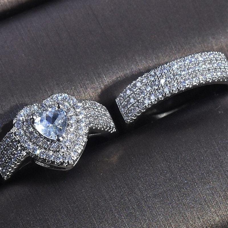 Set 2 inele argintii, cu pietre din zirconiu, Folke C1 - Pursehuit.ro