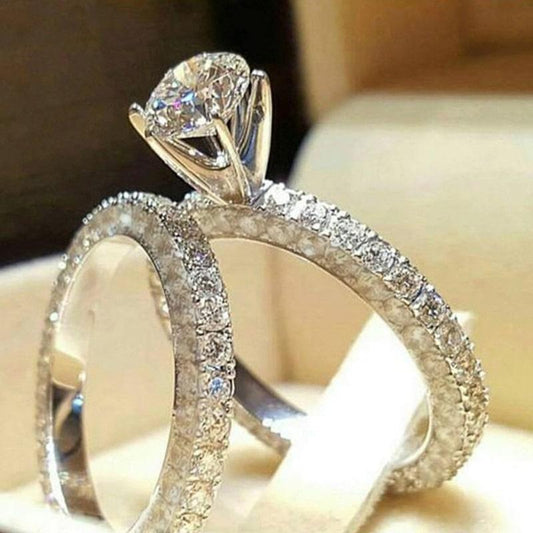 Set 2 inele argintii, cu pietre din zirconiu, Forsete C2 - Pursehuit.ro