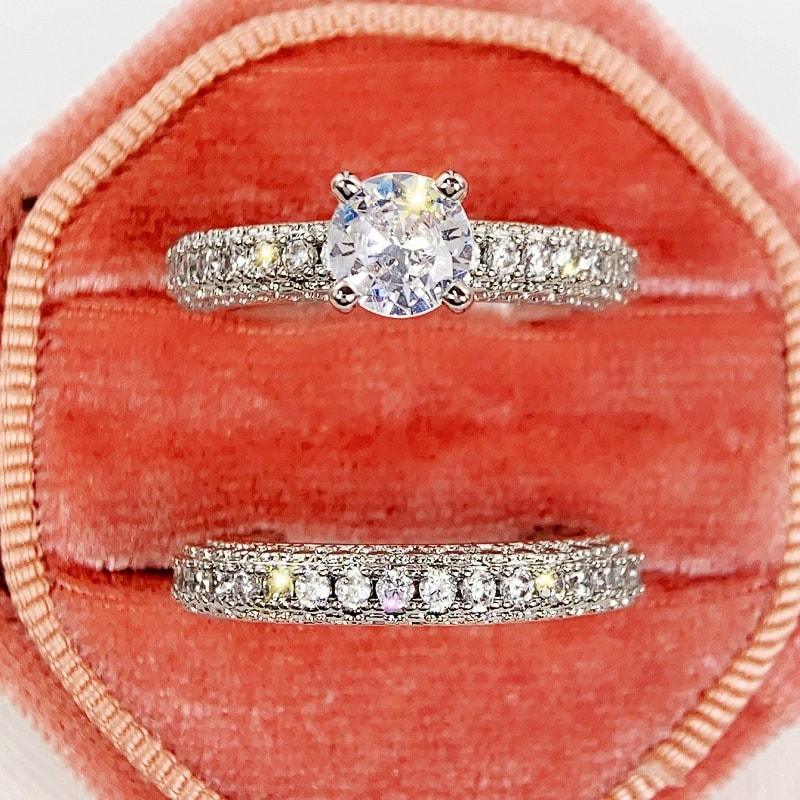 Set 2 inele argintii, cu pietre din zirconiu, Forsete C2 - Pursehuit.ro