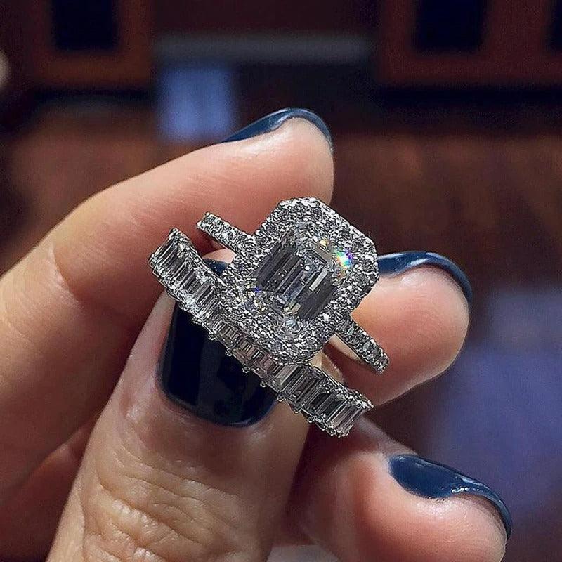 Set 2 inele argintii, cu pietre din zirconiu, Josefa C9 - Pursehuit.ro