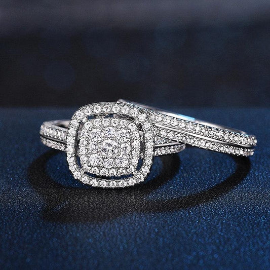 Set 2 inele argintii, cu pietre din zirconiu, Soley C17 - Pursehuit.ro