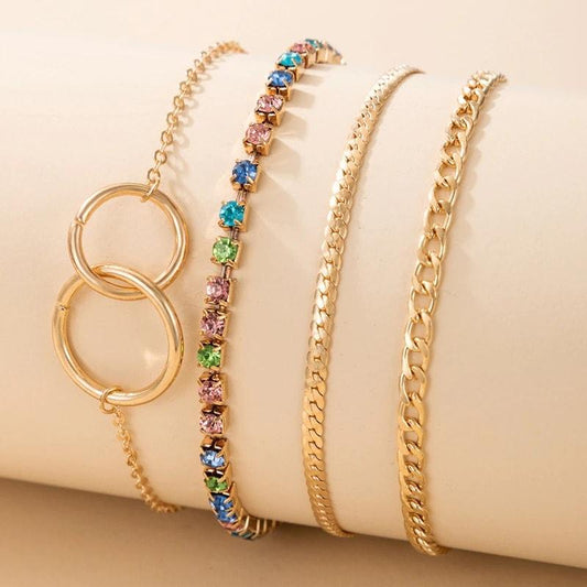 Set 4 bratari, aurii, cu pietre multicolore, Sidney C1 OUT - Pursehuit.ro