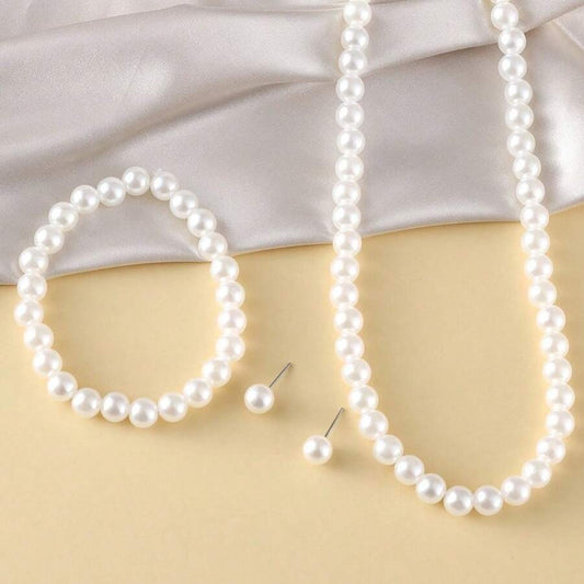 Set colier, bratara si cercei, auriu, cu perle, Aleksi C16