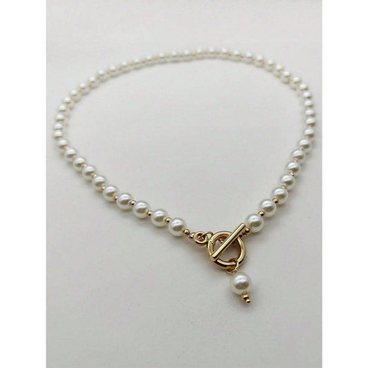 Set colier si bratara, auriu, cu perle, Antero C17 - Pursehuit.ro