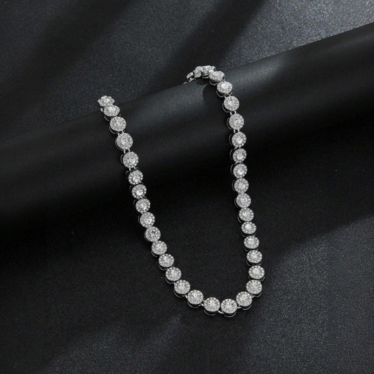 Colier tennis luxury, argintiu, cu pietre din zirconiu, Auvo C17 - Pursehuit.ro