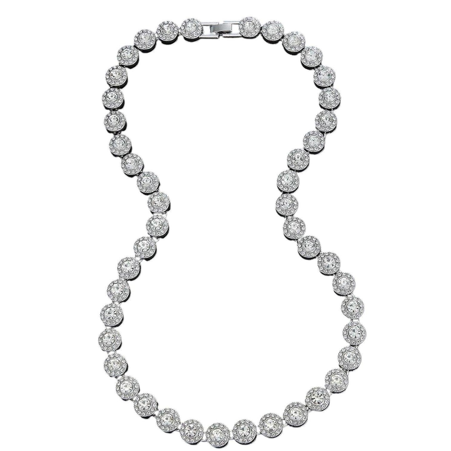 Colier tennis luxury, argintiu, cu pietre din zirconiu, Auvo C17 - Pursehuit.ro