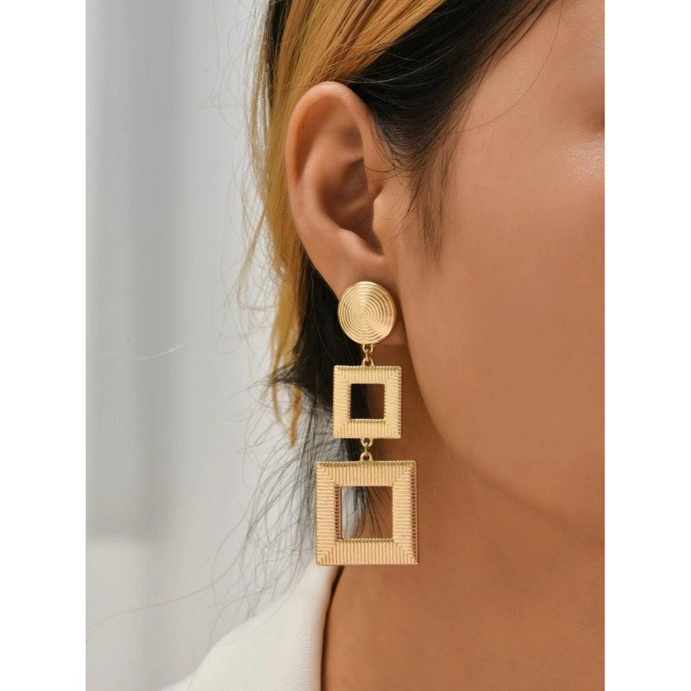 Cercei aurii, cu forme geometrice, Abby C13 - Pursehuit.ro