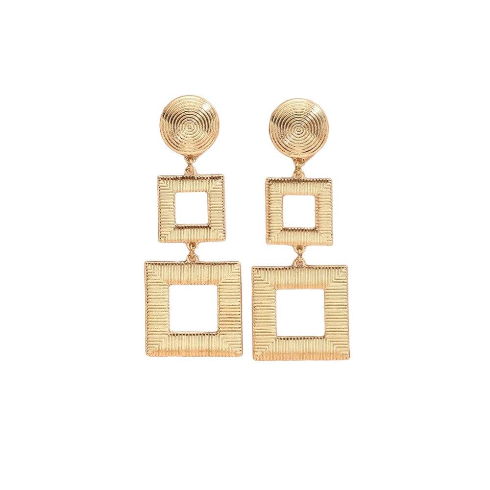 Cercei aurii, cu forme geometrice, Abby C13 - Pursehuit.ro