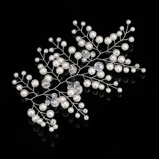 Accesoriu Par, argintiu, cu perle, Pelagia C2 OUT - Pursehuit.ro