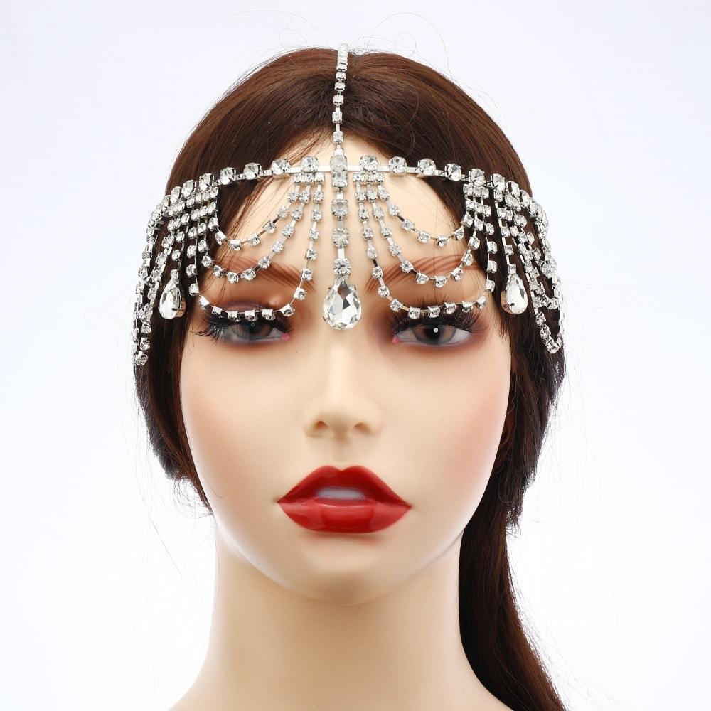 Accesoriu de cap, argintiu, cu pietre, Faidra C7 - Pursehuit.ro