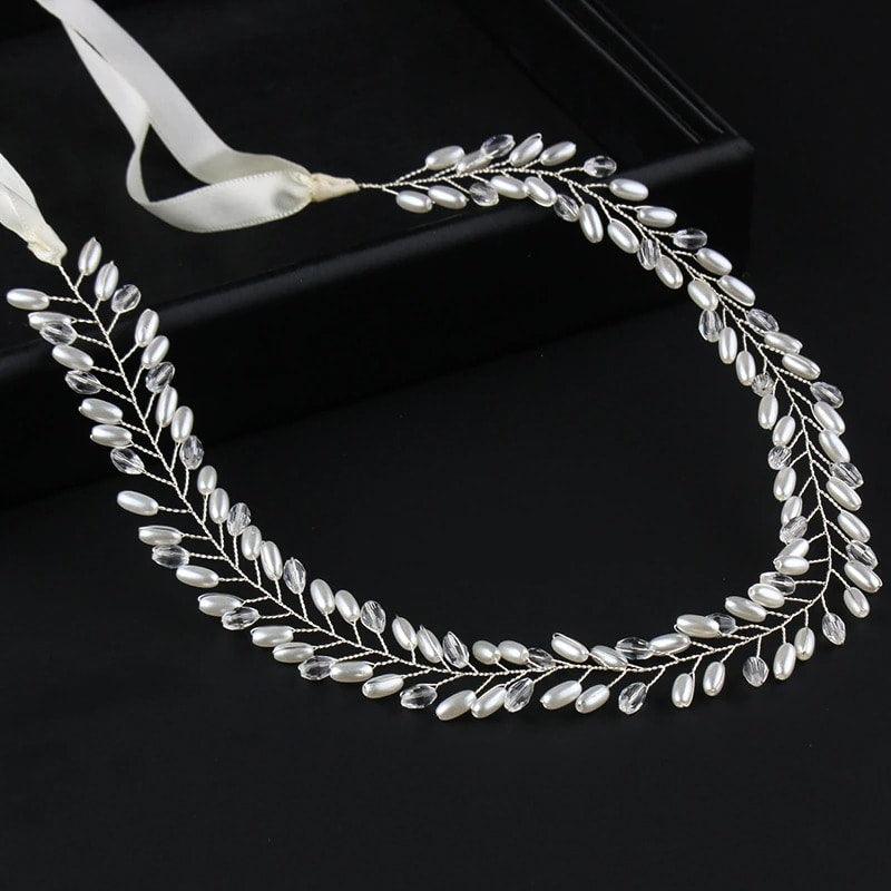 Accesoriu de par, argintiu, modelator, cu perle, Elissa C6 - Pursehuit.ro