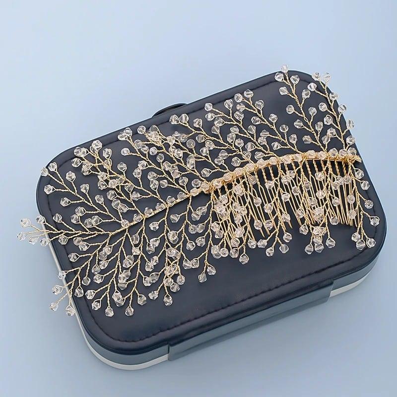 Accesoriu de par, auriu, cu cristale, Maksim C4 - Pursehuit.ro