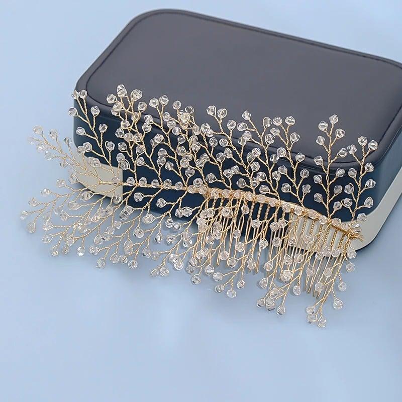 Accesoriu de par, auriu, cu cristale, Maksim C4 - Pursehuit.ro