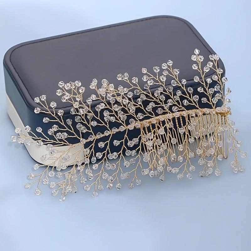 Accesoriu de par, auriu, cu cristale, Maksim C4 - Pursehuit.ro