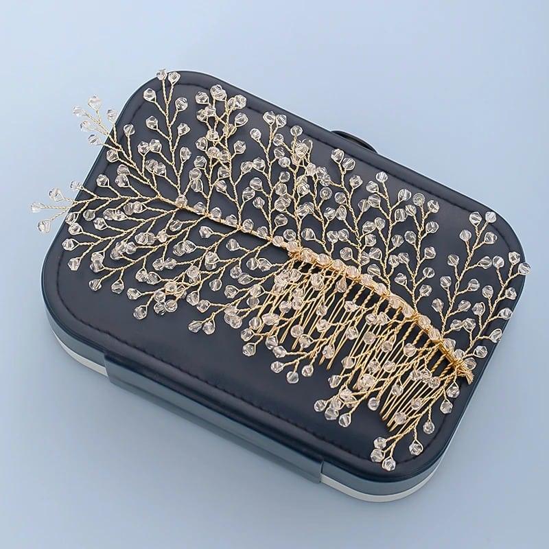 Accesoriu de par, auriu, cu cristale, Maksim C4 - Pursehuit.ro