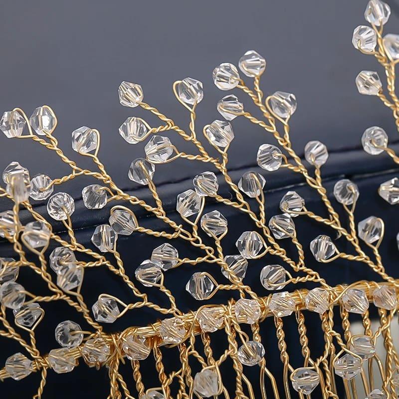 Accesoriu de par, auriu, cu cristale, Maksim C4 - Pursehuit.ro