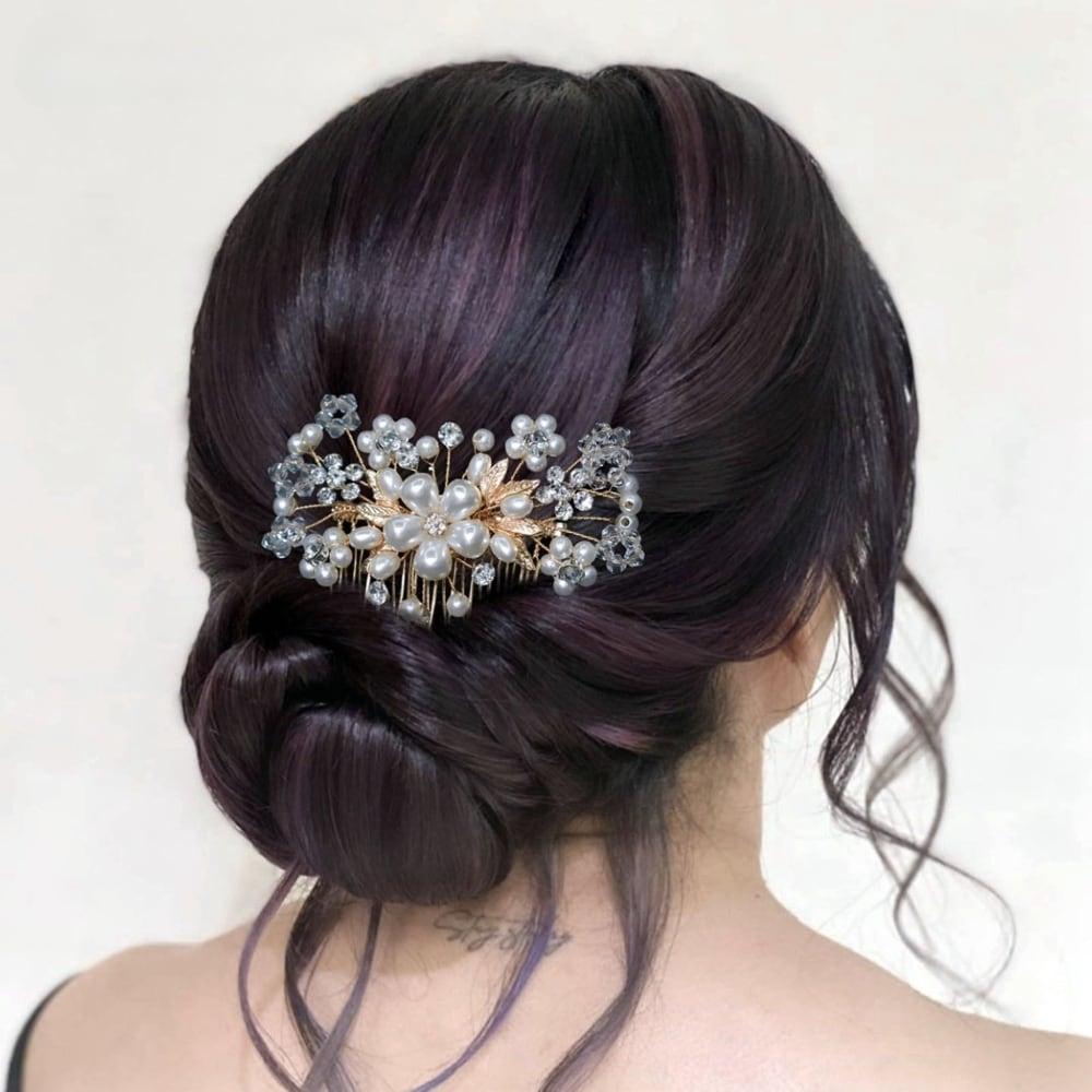 Accesoriu de par, auriu, cu perle si pietre, Heikki C4 - Pursehuit.ro