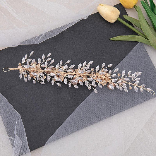 Accesoriu de par auriu, modelator, cu pietre si flori, Amanuel C18 - Pursehuit.ro