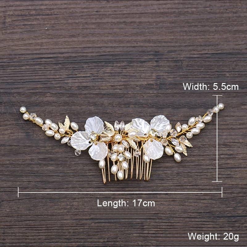 Accesoriu par, auriu, cu flori si perlute, Dani C4 - Pursehuit.ro