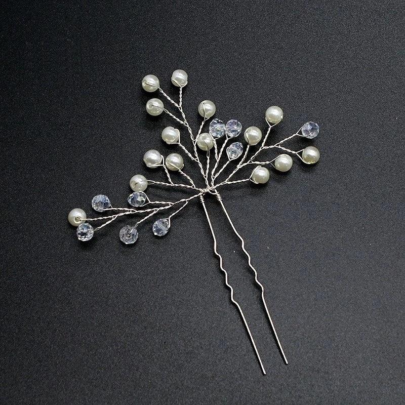 Accesoriu par, argintiu, cu perlute, Marika C4 - Pursehuit.ro