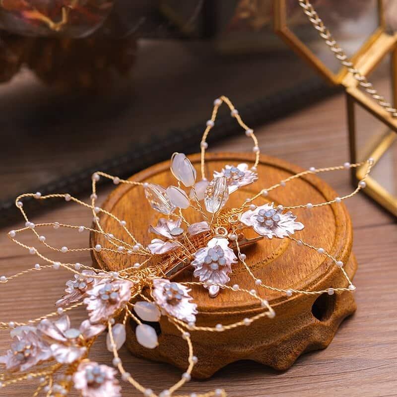 Accesoriu par, auriu, cu flori, Magaretha C4 - Pursehuit.ro