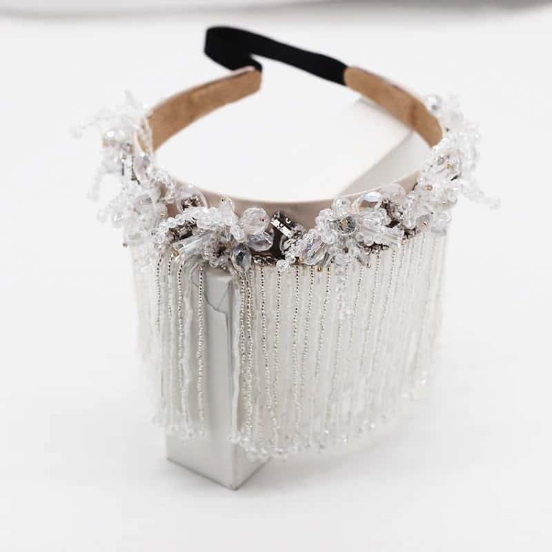 Bentita bej, cu franjuri, cristale, Maivor C1 - Pursehuit.ro