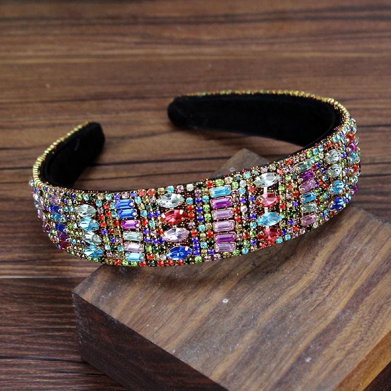 Bentita neagra, cu pietre multicolore, Elda C7 - Pursehuit.ro