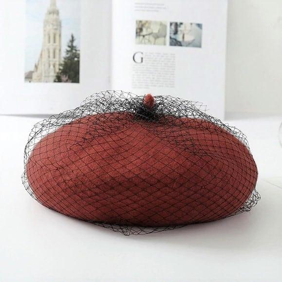 Bereta caramizie, din lana, cu plasa, Menne - Pursehuit.ro