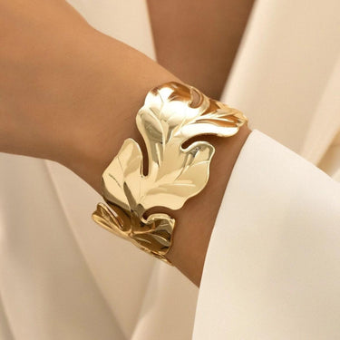 Bratara aurie, ajustabila, forma de frunza, Roda C9 - Pursehuit.ro