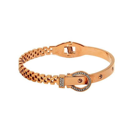 Bratara rose gold, forma de fermoar, cu pietre, Naemi C1