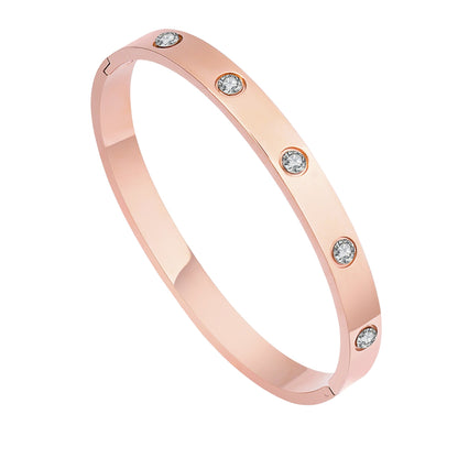 Bratara rose gold, suflata cu aur 14k, cu pietre din zirconiu, Sakaria C3